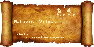 Matovics Vilmos névjegykártya